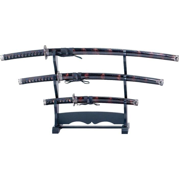 Three Piece Sword Set Katana Wakizashi And Tanto Stainless Blade Wrapped Handle
