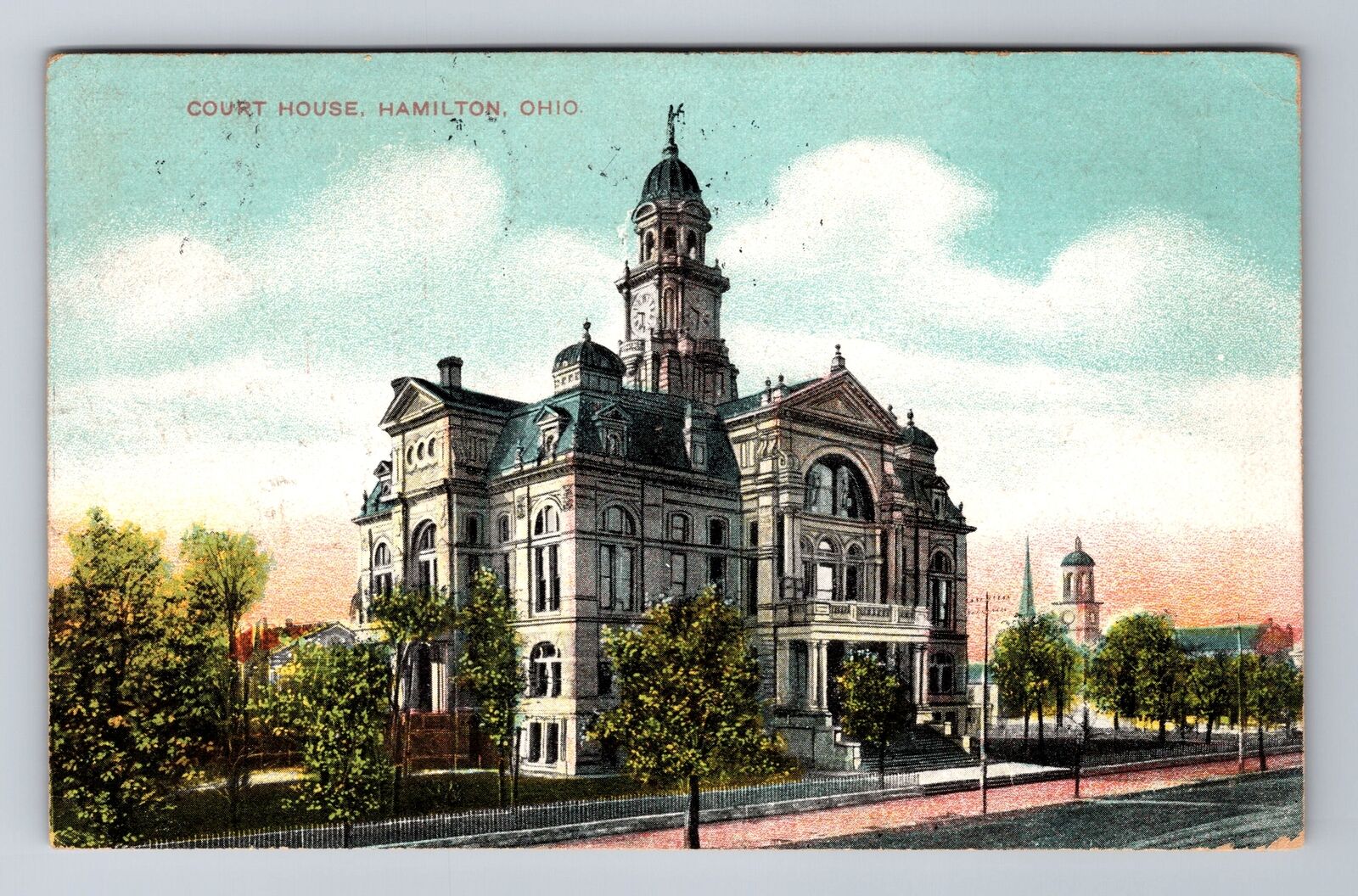 Hamilton OH-Ohio, Court House, c1908 Antique Vintage Souvenir Postcard