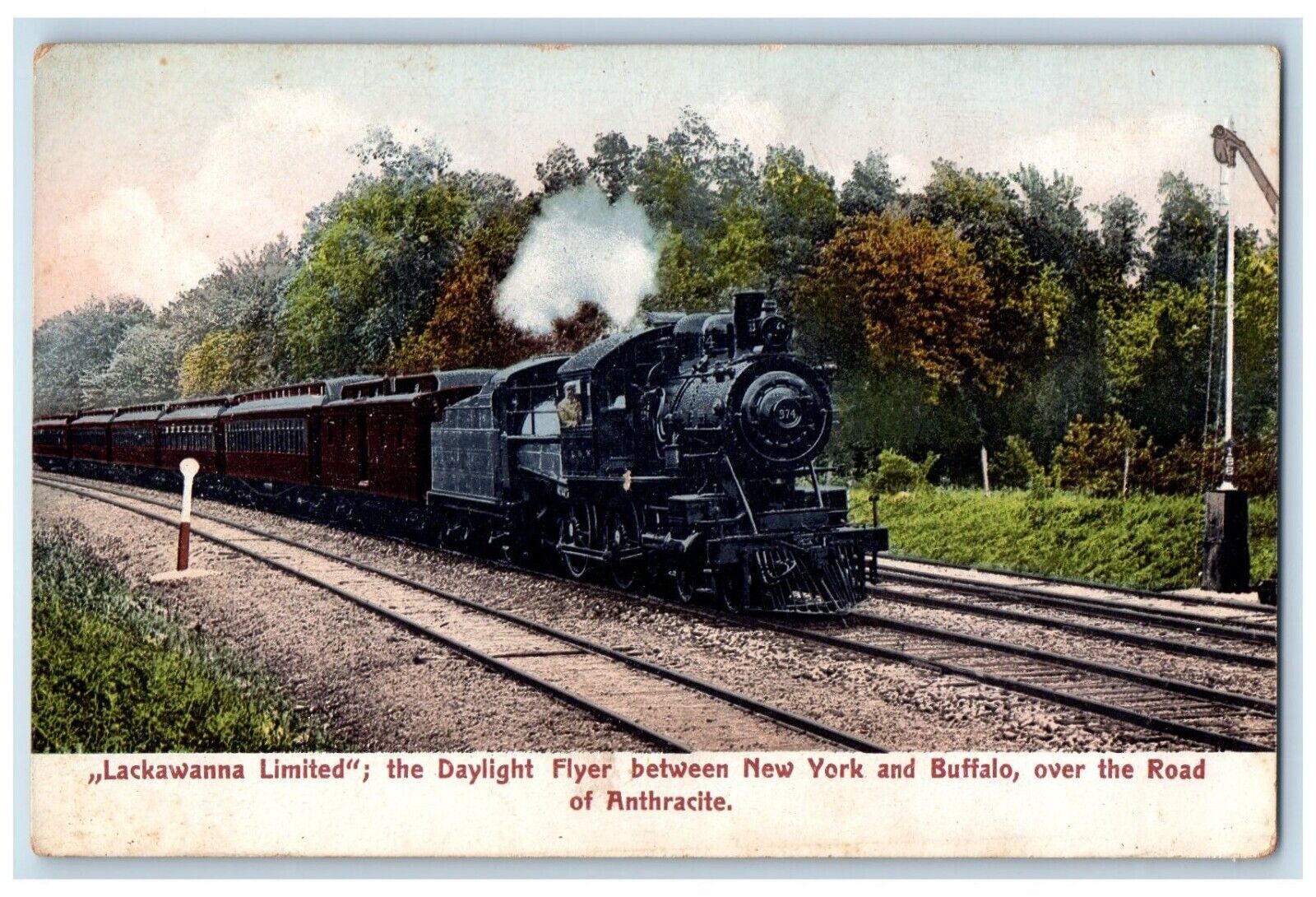 Lackawanna Limited Daylight Flyer RR Train Between New York And Buffalo Postcard