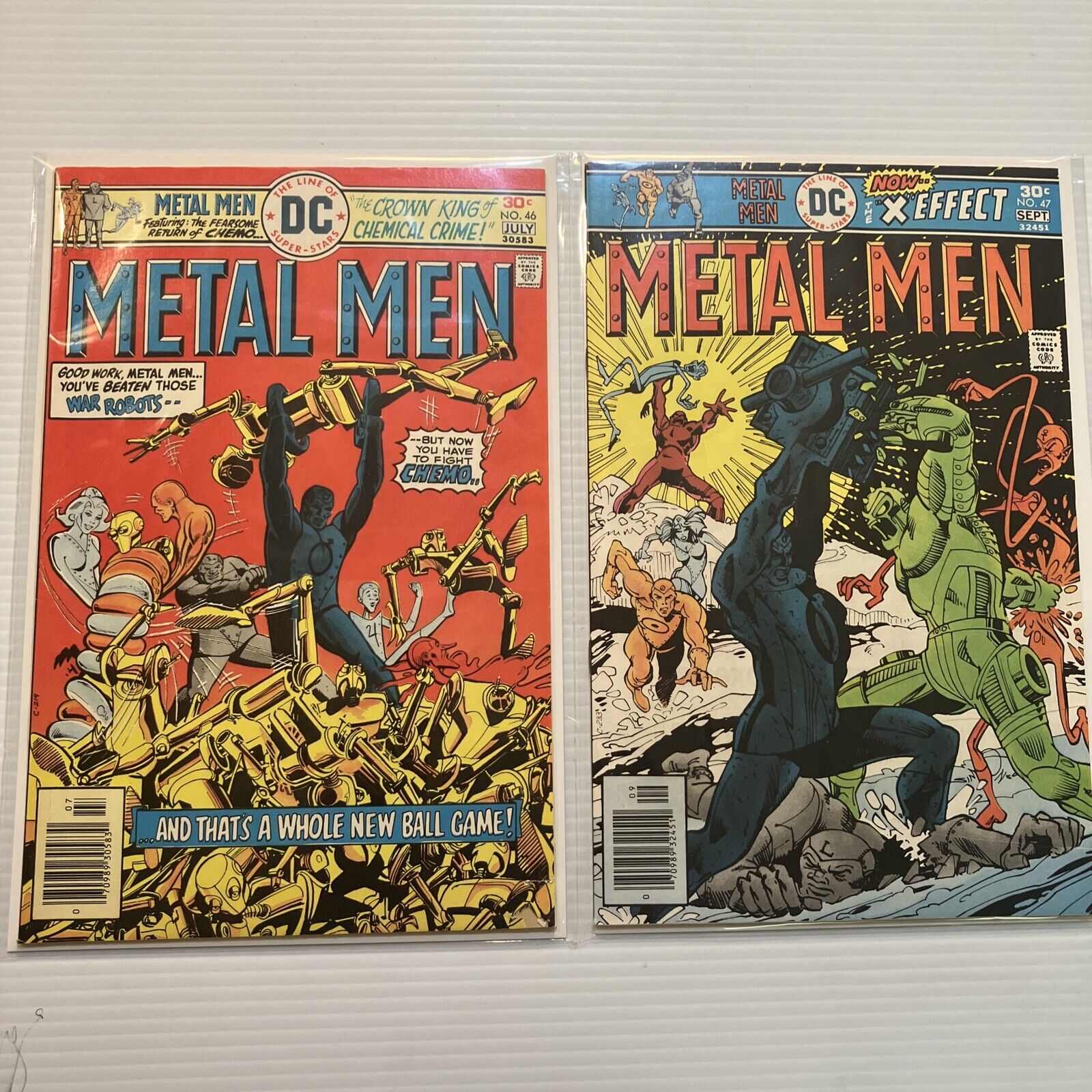 Metal Men #46 & 47 Comic Lot DC 1976 1st Series Will Magnus Conway Walt Simonson