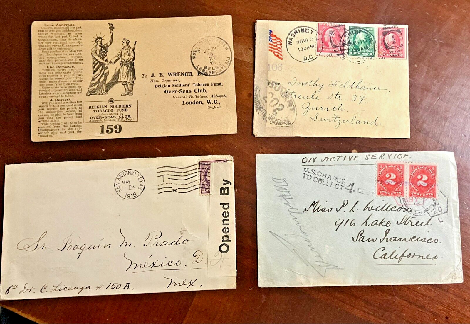 4 WW1 Postal Covers