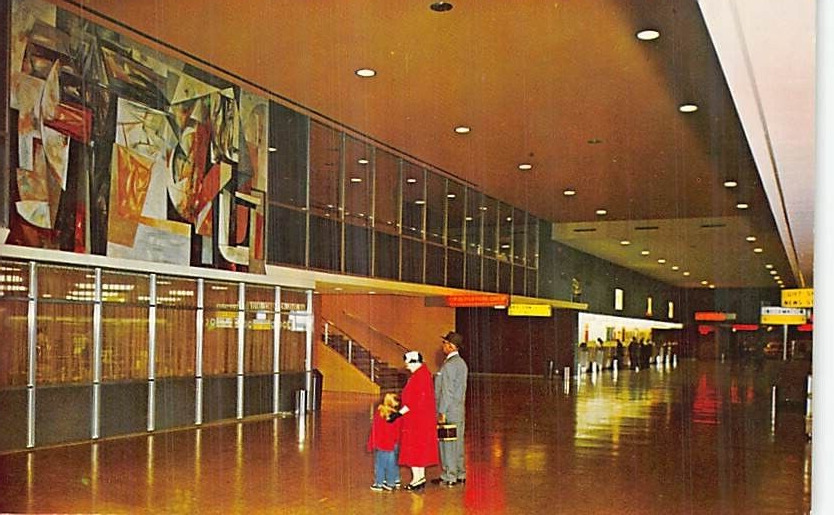 Postcard OR: Portland In'tl Airport, Interior, Oregon, 1950's, Unposted