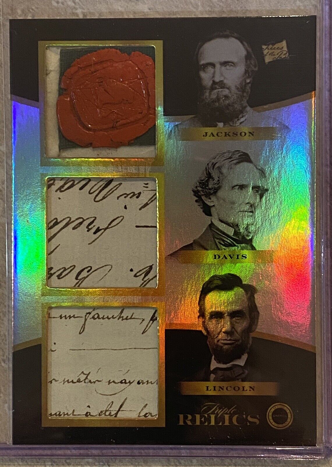 2024 PIECES OF THE PAST 1800’S TRIPLE RELIC ABRAHAM LINCOLN DAVIS JACKSON SEAL