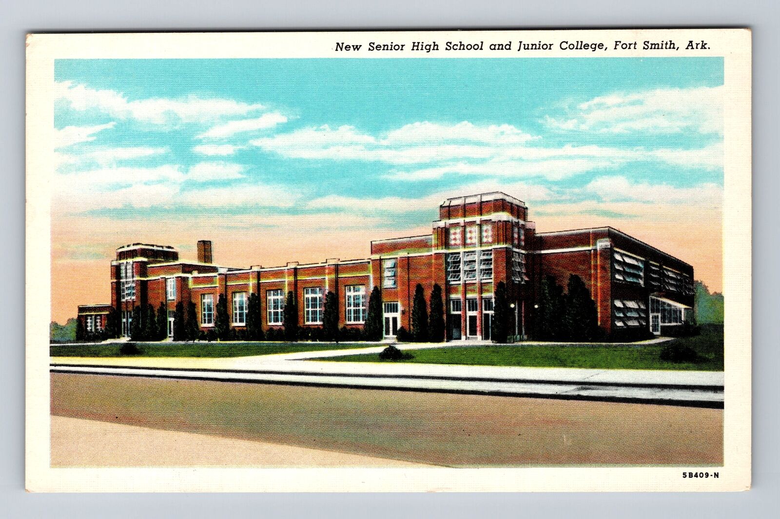 Fort Smith AR-Arkansas, New Senior High School, Antique, Vintage Postcard