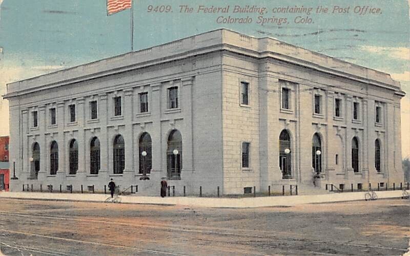 Postcard CO: Federal Building, Colorado Springs, Colorado, DB Posted 1913