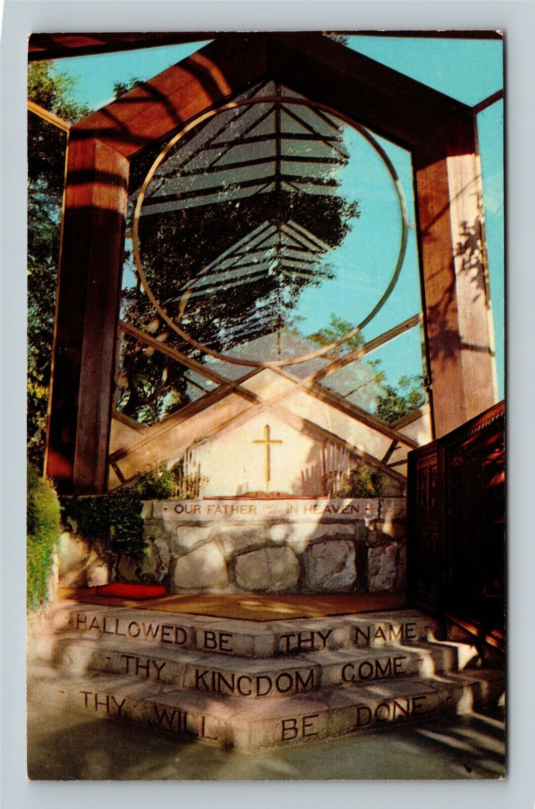 Portuguese Bend CA, Wayfarers Chapel, Interior, California Vintage Postcard