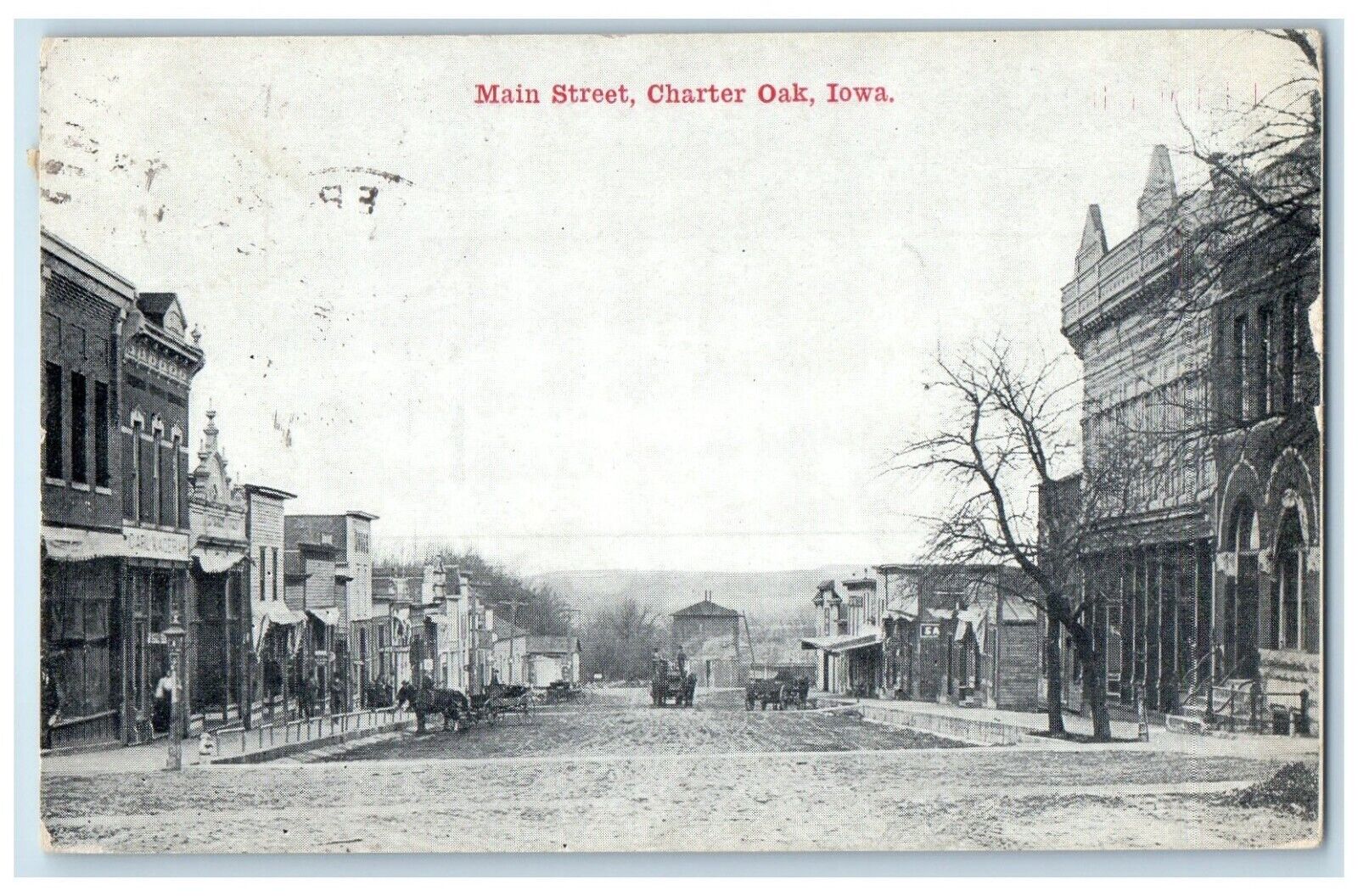 1911 Main Street Exterior View Building Road Charter Oak Iowa Vintage Postcard