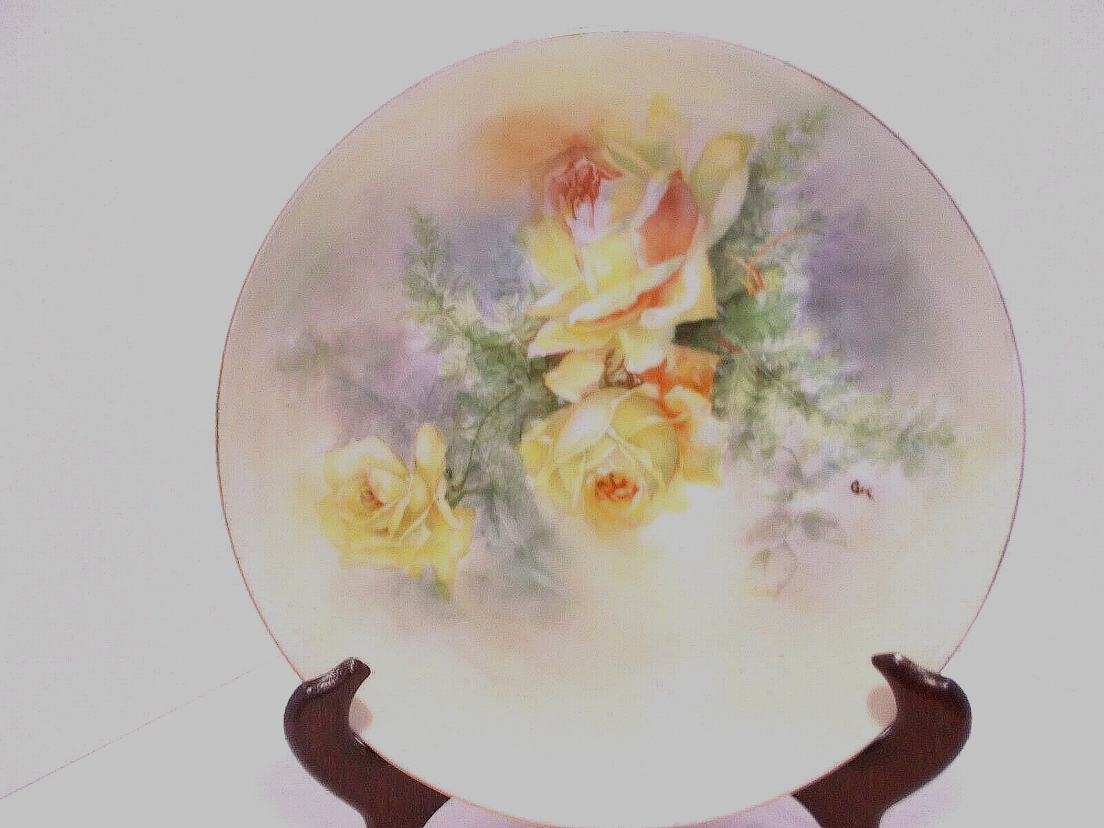 Antique Rosenthal Buchanan Studio Yellow Rose Hand Painted Cabinet Plate Signed