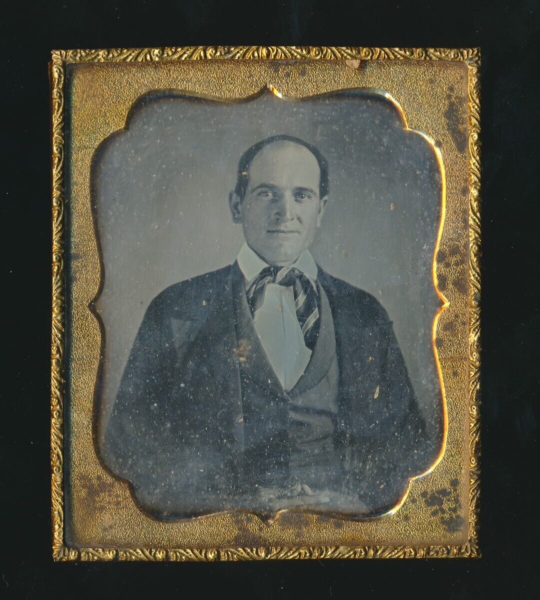 Antique 1/6th Plate Daguerreotype Photo Severely Balding Man Loose No Case