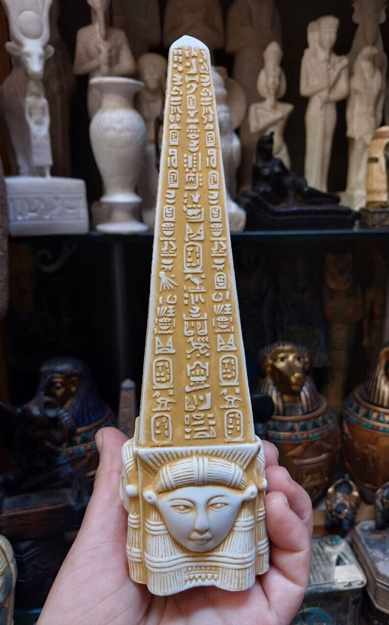 Unique Egyptian Handmade Replica of Hathor Obelisk Hand made Inscriptions .