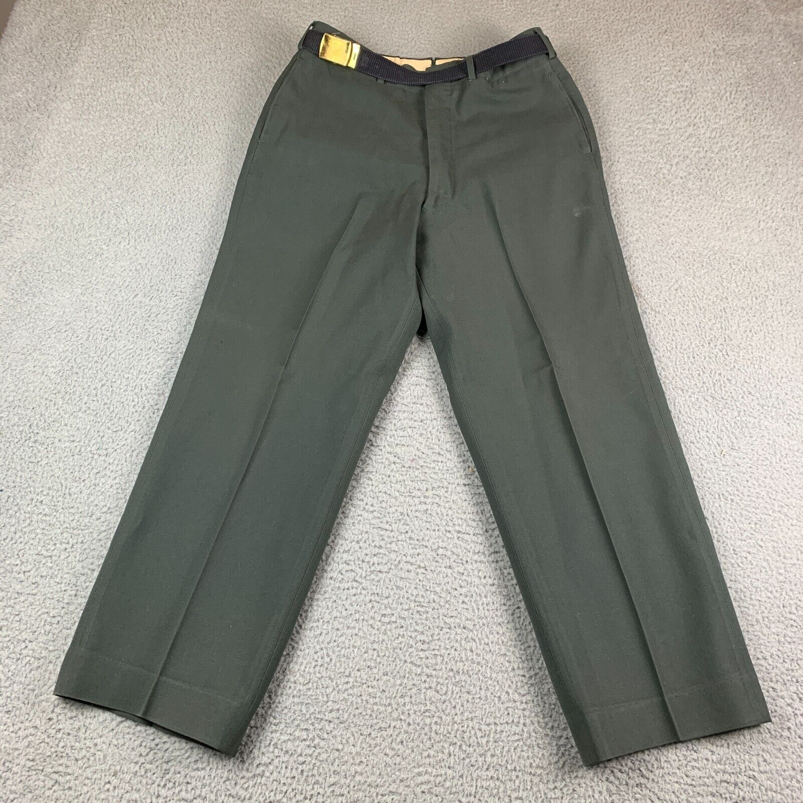 AG-44 Trousers Pants Mens 32x28 100% Wool Serge Green Belted Vtg 60s US Army