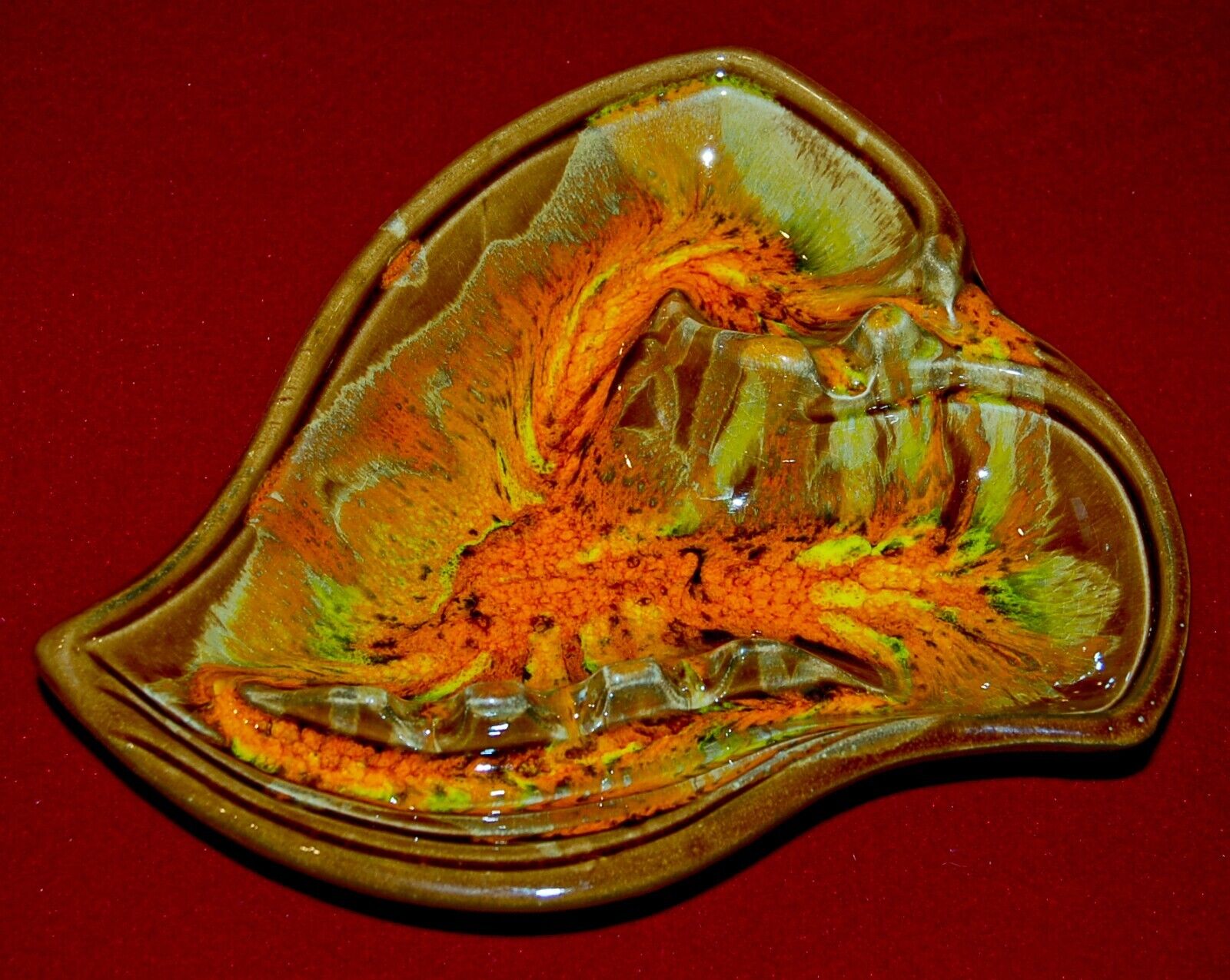 VINTAGE POTTERY Ashtray Made in California USA 1970 Stunning Atomic Colors