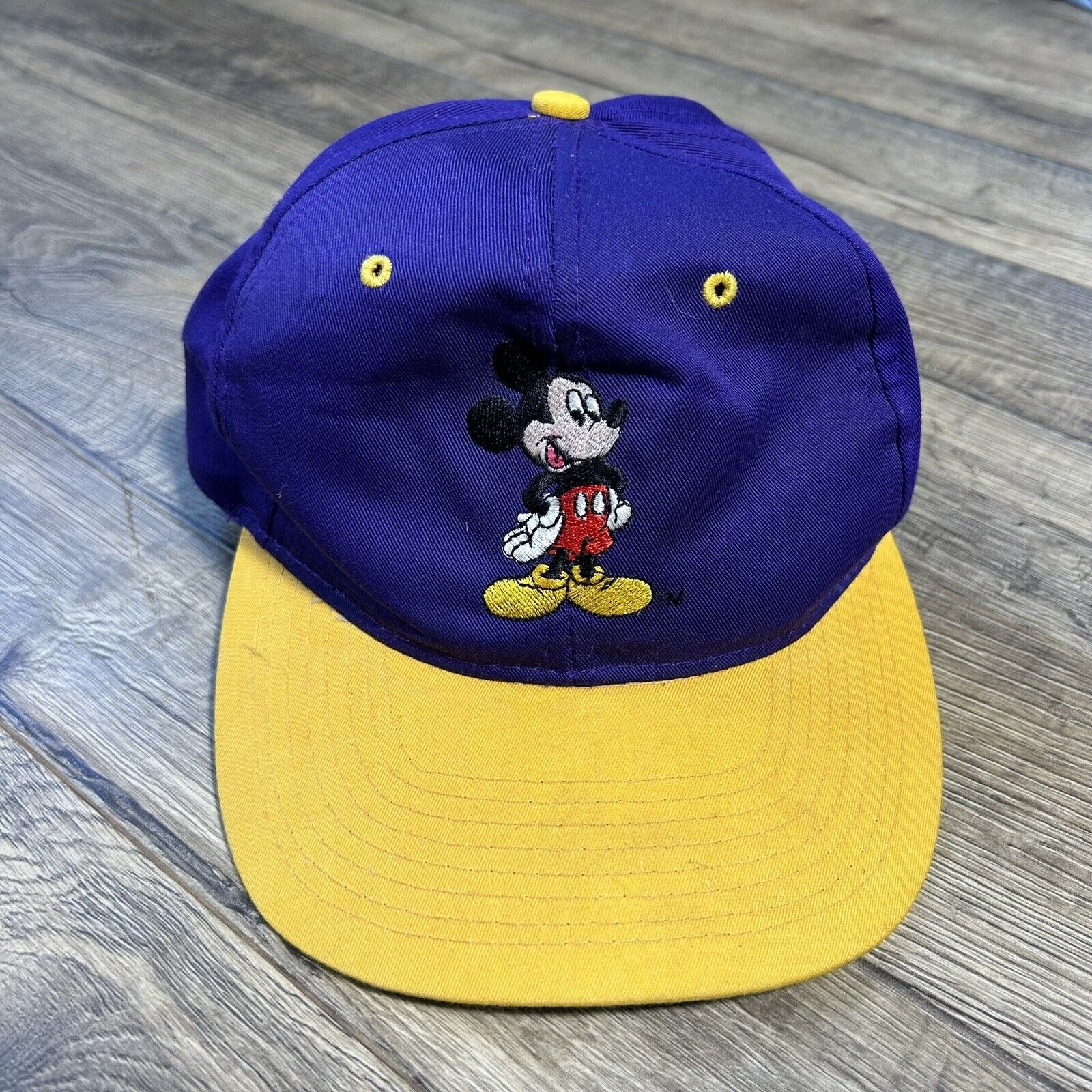Vintage 90s Walt Disney World Mickey Mouse Hat Purple/Yellow Adjustable Cap OSFM