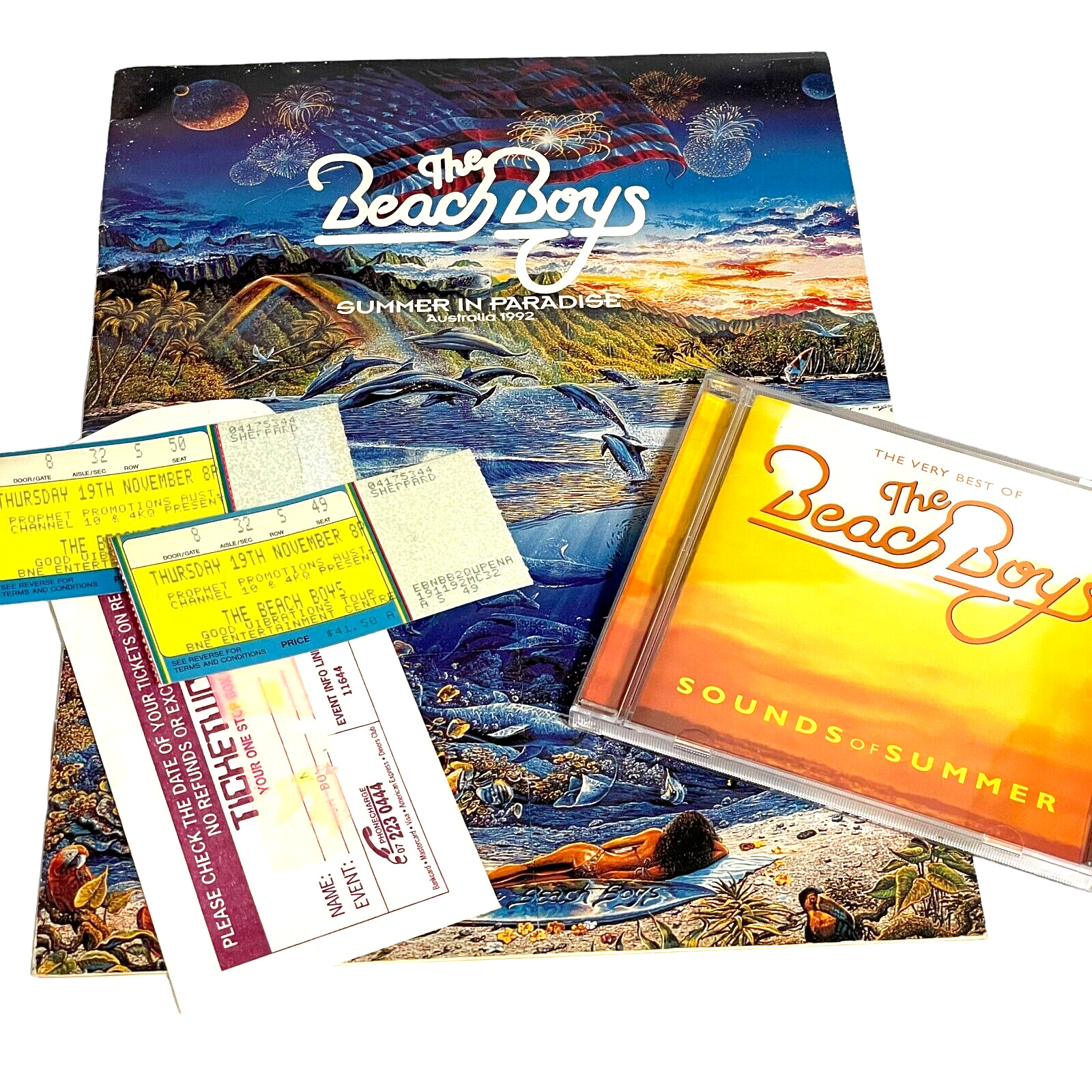 The Beach Boys Summer In Paradise Concert Program & Tickets 1992 Australia & CD
