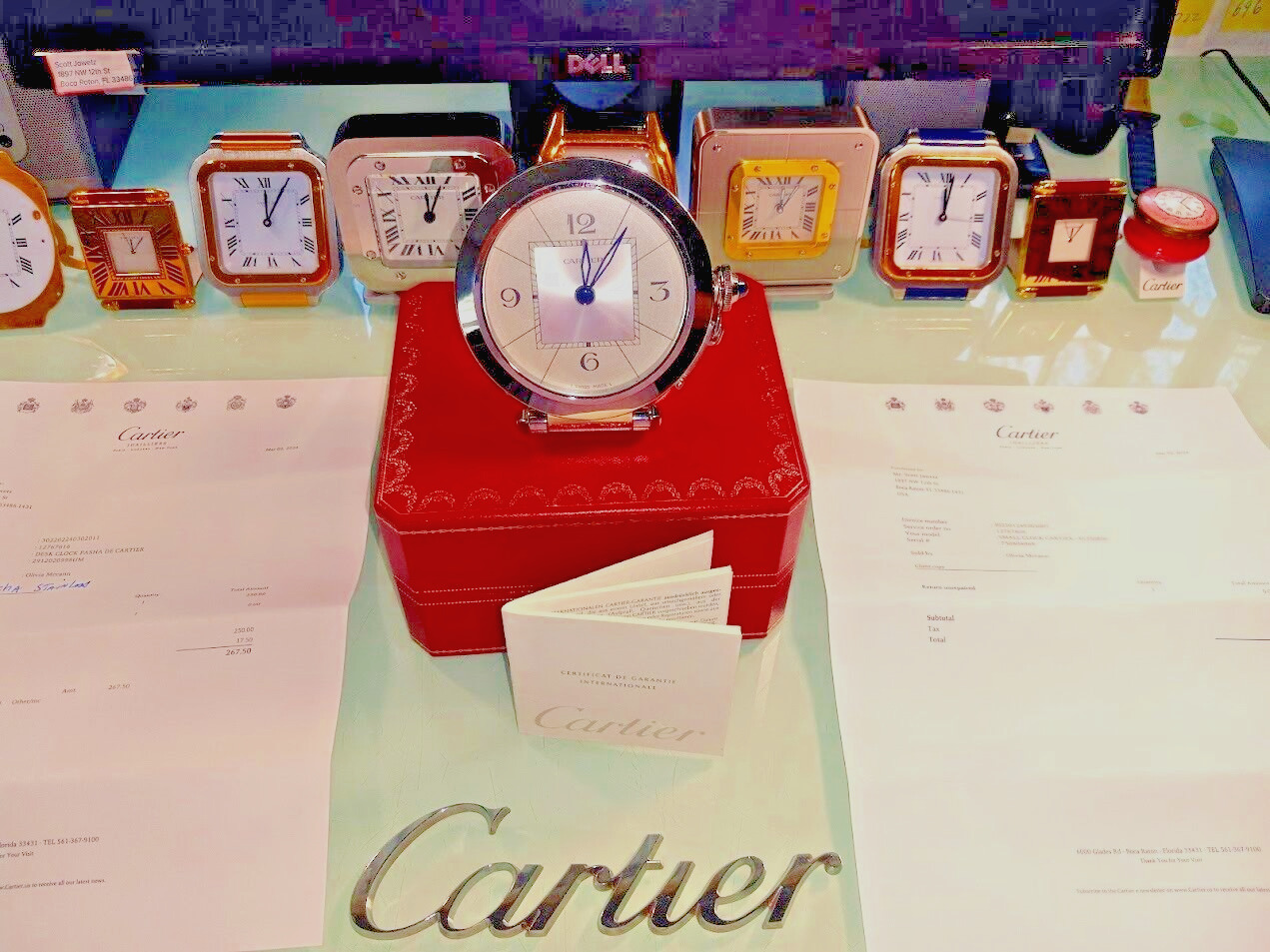 *** Cartier Pasha Jumbo Desk Alarm Clock with Box and booklets Mint A+  ***