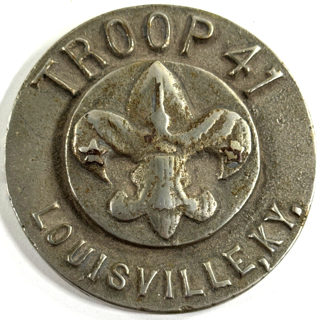 vtg Boy Scout Troop 41 Louisville KY kentucky HEAVY medallion paper weight 