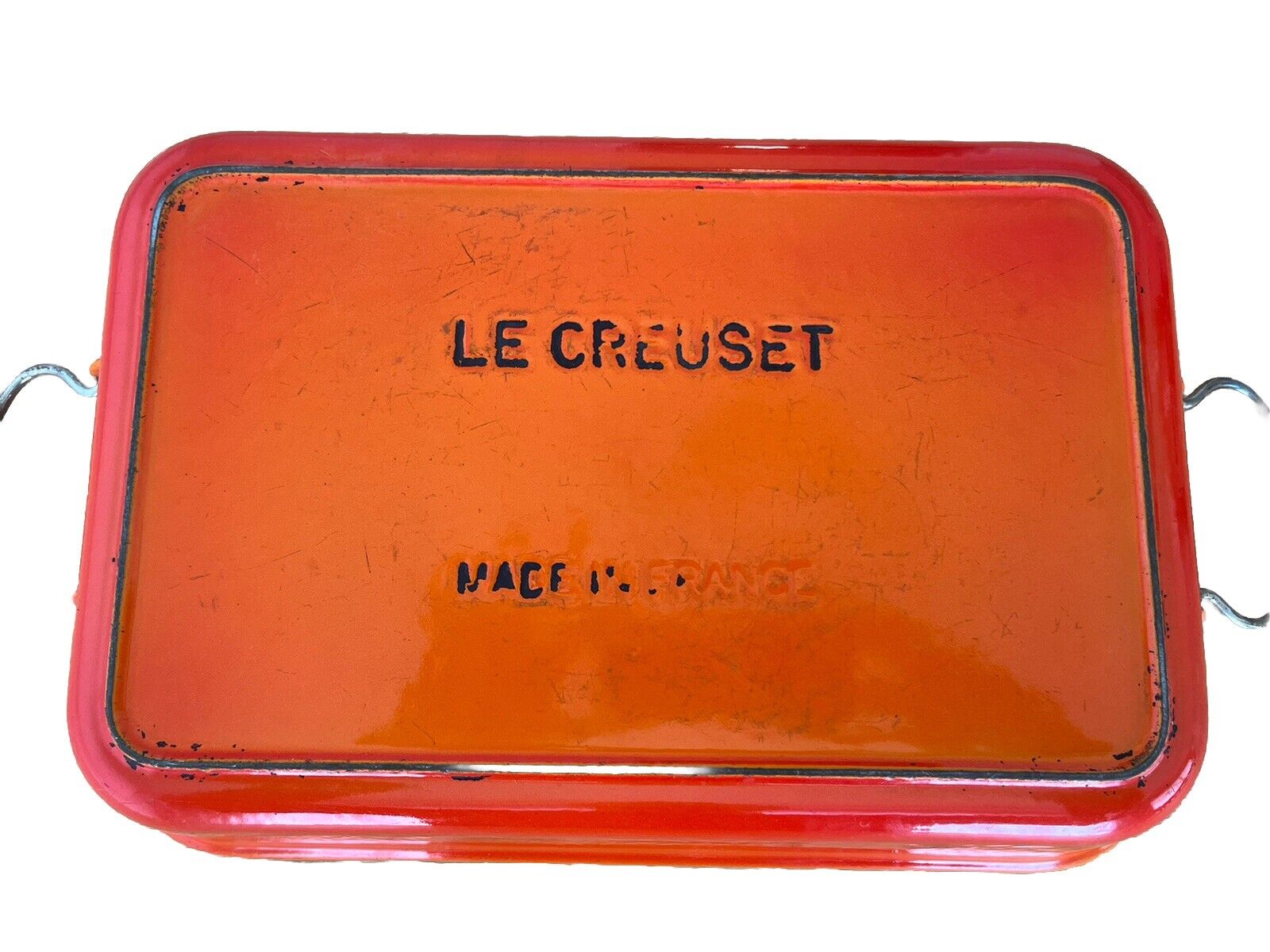 Real Vintage Flame Orange Le Creuset Cast Iron Roasting Casserole Pan w/ Handles