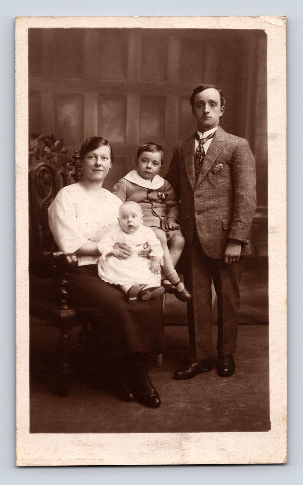 RPPC Portrait of Distinguished Family J E Lloyd Burnley UK Postcard