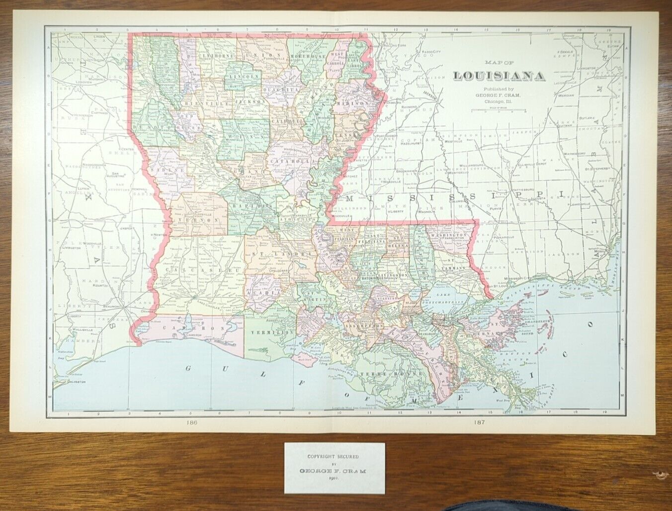 Vintage 1902 LOUISIANA Map 22