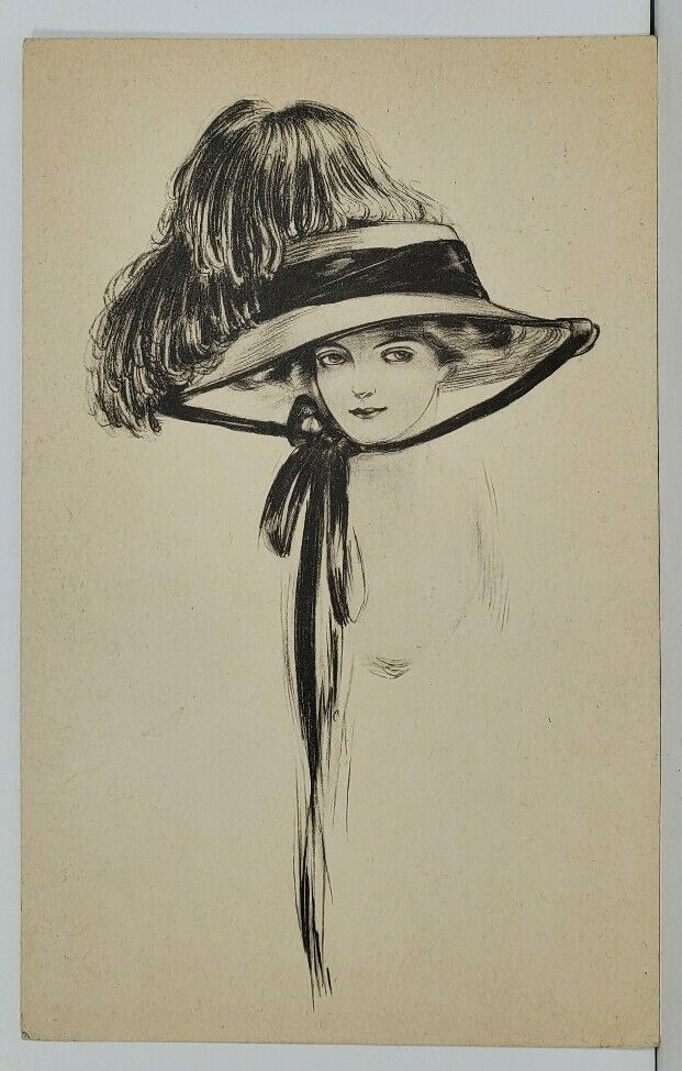 Beautiful Edwardian Lady Large Hat Tassel c1910 Postcard O6