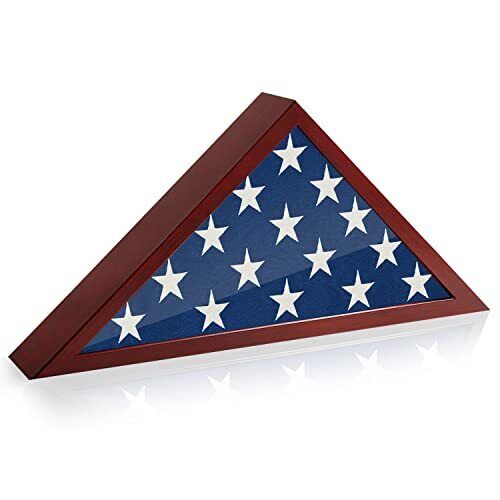 Large Flag Box Display Case for Burial Flag - Fits a Folded 5' x 9.5' Flag Mi...