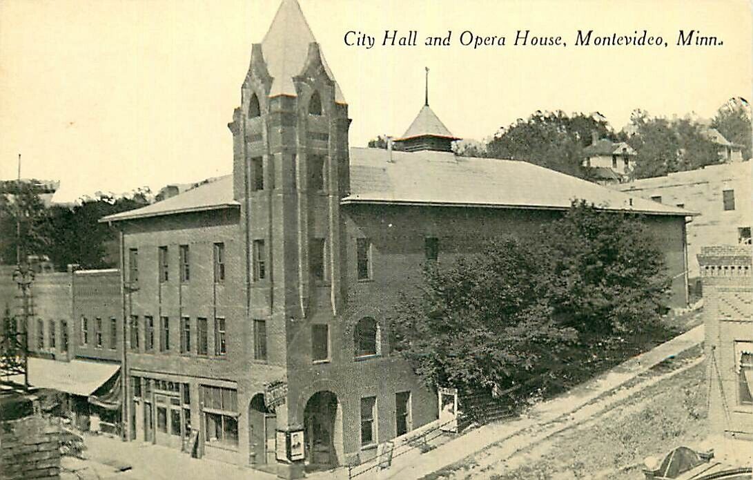 Postcard City Hall & Opera House, Montevideo, Minnesota - circa 1909