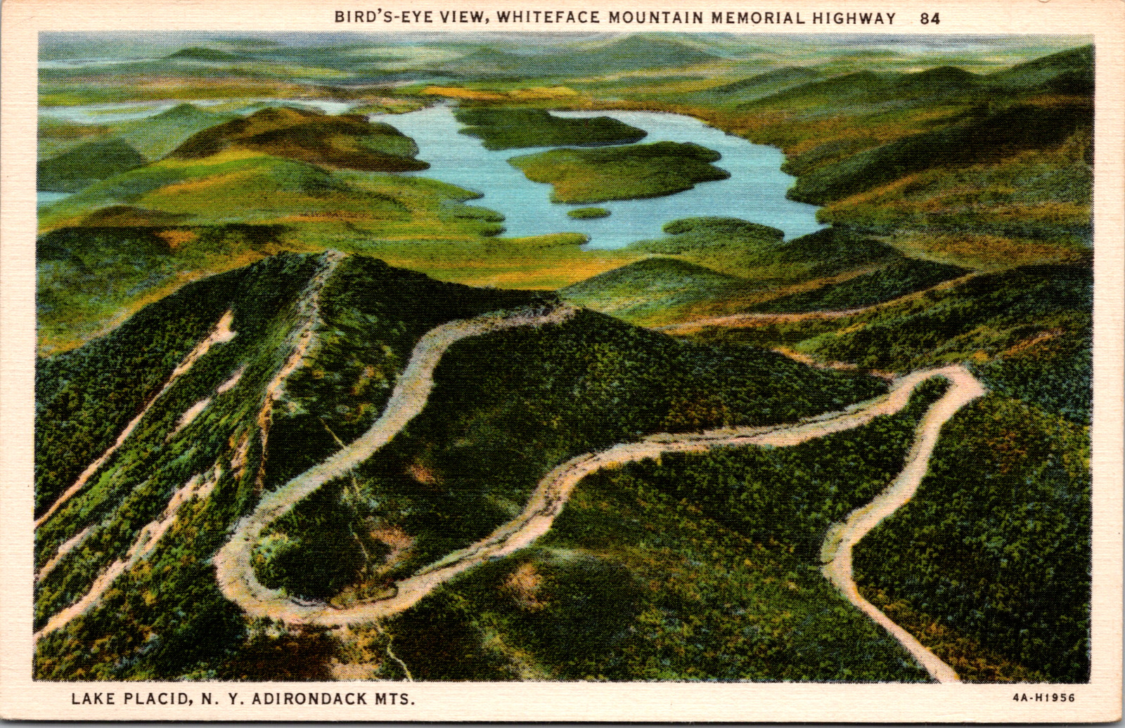 Vintage C. 1920's Aerial View Whiteface Mountain Placid New York NY Postcard  