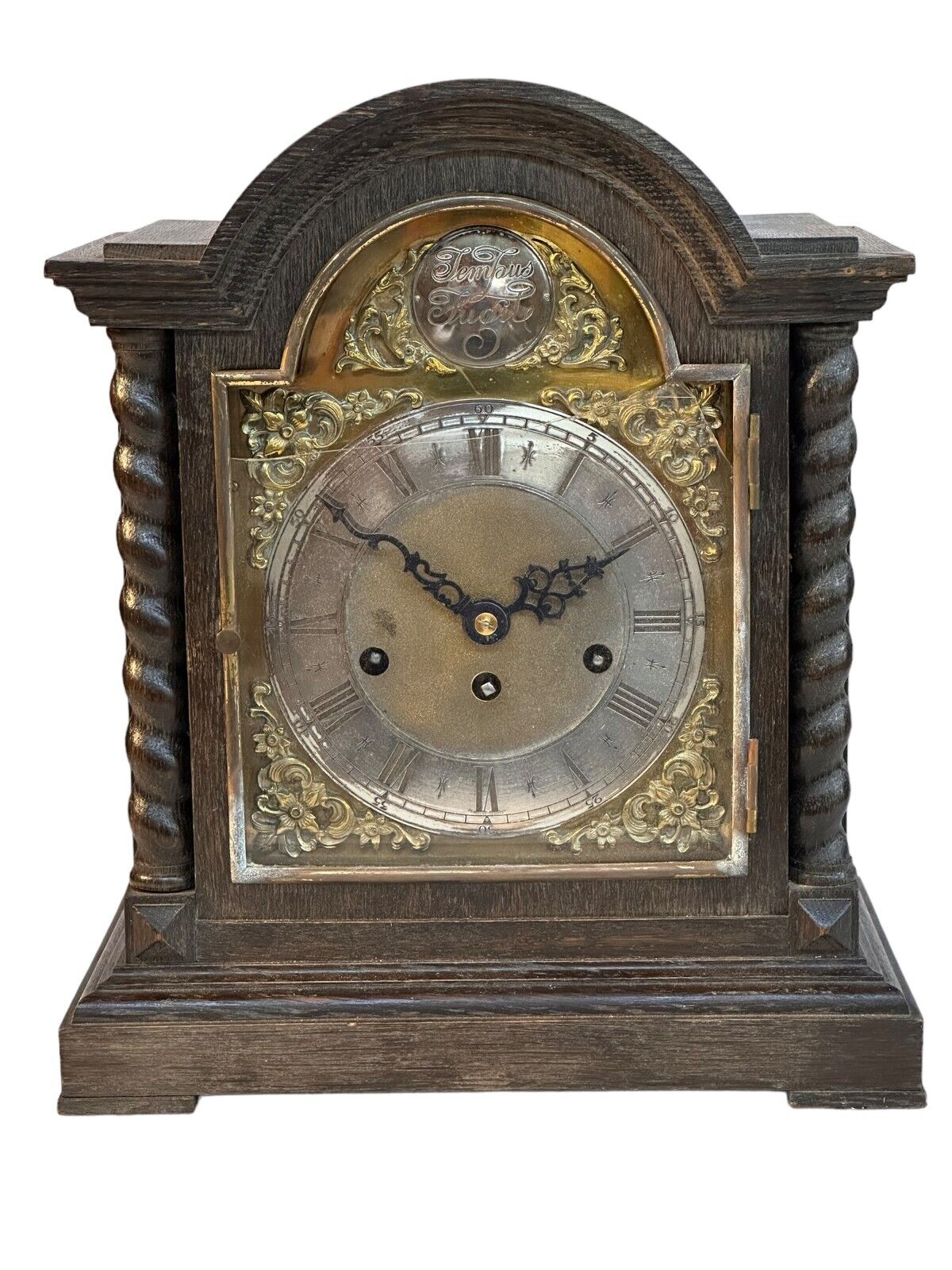 Antique Junghans Wood OAK BRASS DIAL Westminster Chime Bracket  Clock restore or