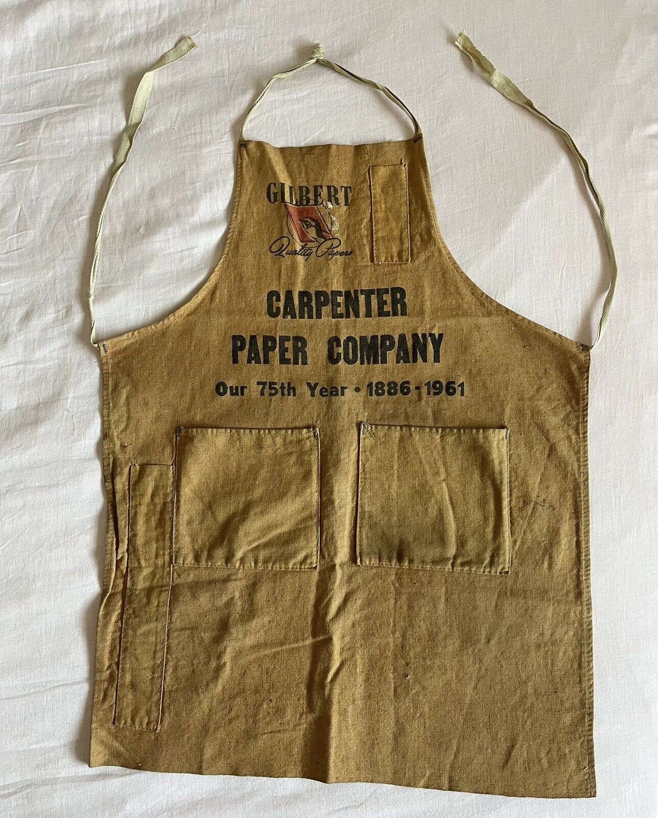 Vintage Carpenter Paper Company Apron - 75 Year Anniversary 1886-1961