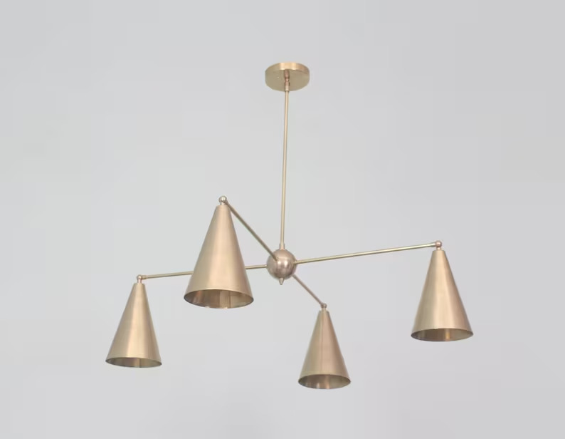 4 Light Contemporary Style Raw Brass Chandelier Light Fixture