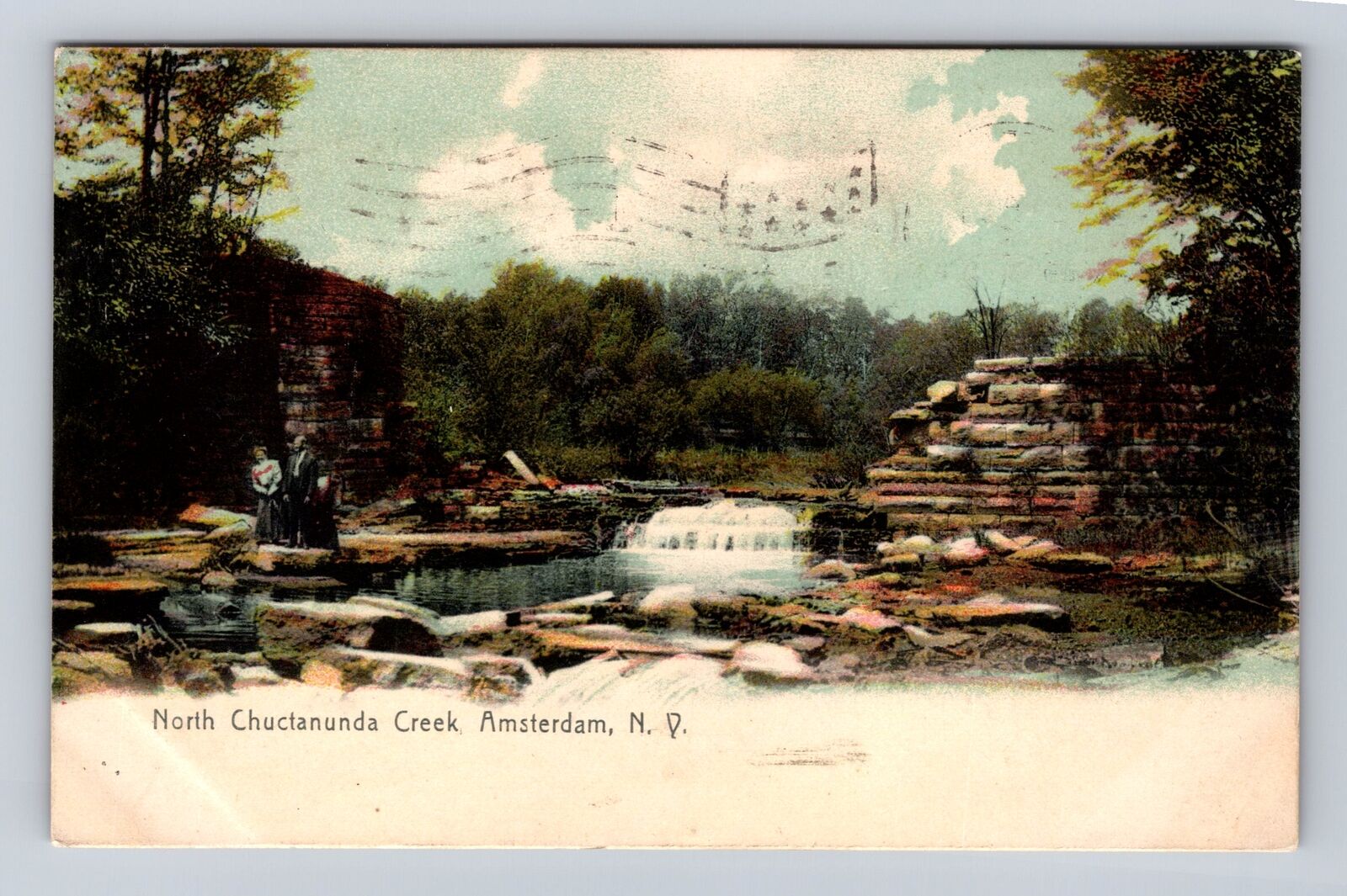 Amsterdam NY-New York, North Chuctanunda Creek, Antique Vintage c1908 Postcard