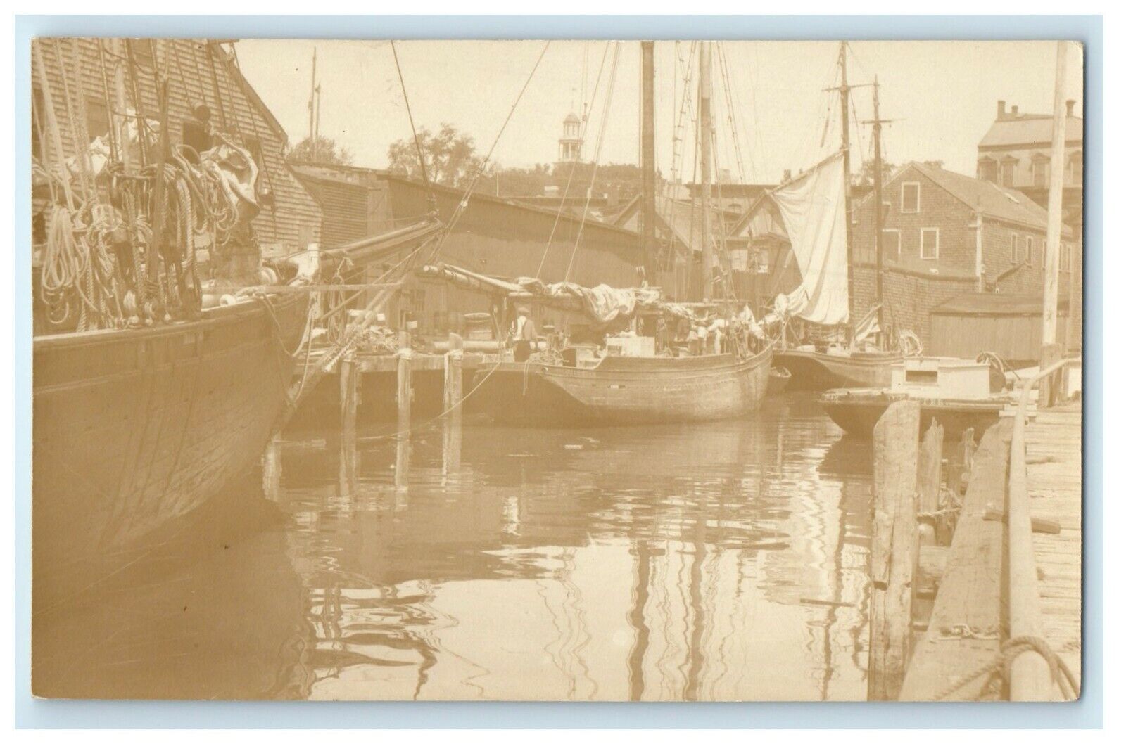c1930\'s View Of Harbor Gloucester Massachusetts MA RPPC Photo Vintage Postcard