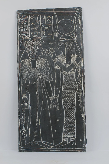 large wall relief made of HATHOR goddess giving the Ankh to the queen Nefertari