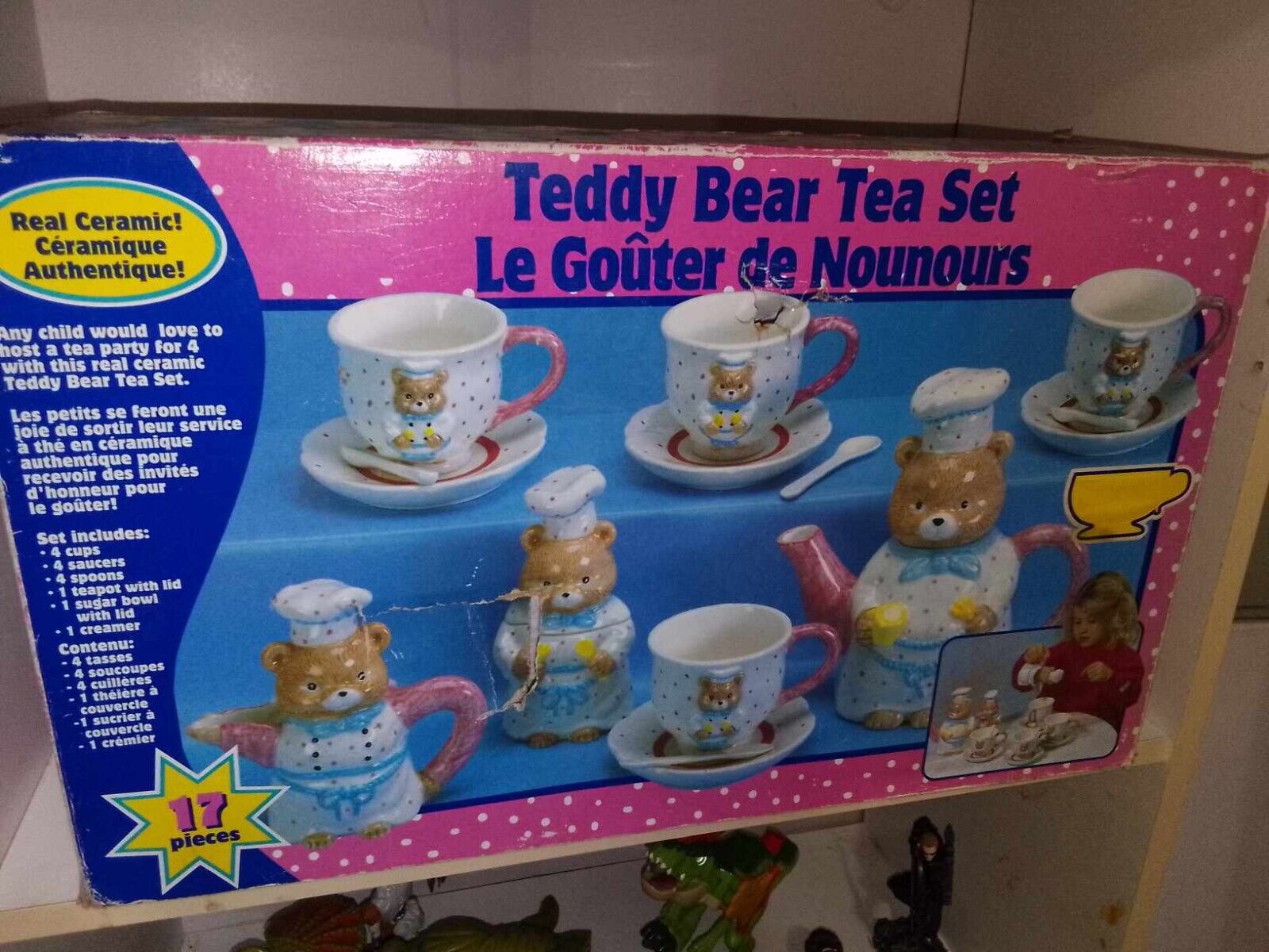 VINTAGE 1996: CHILDREN\'S BATTAT CHINA/CERAMIC TEDDY BEAR TEA SET - NOT COMPLETE