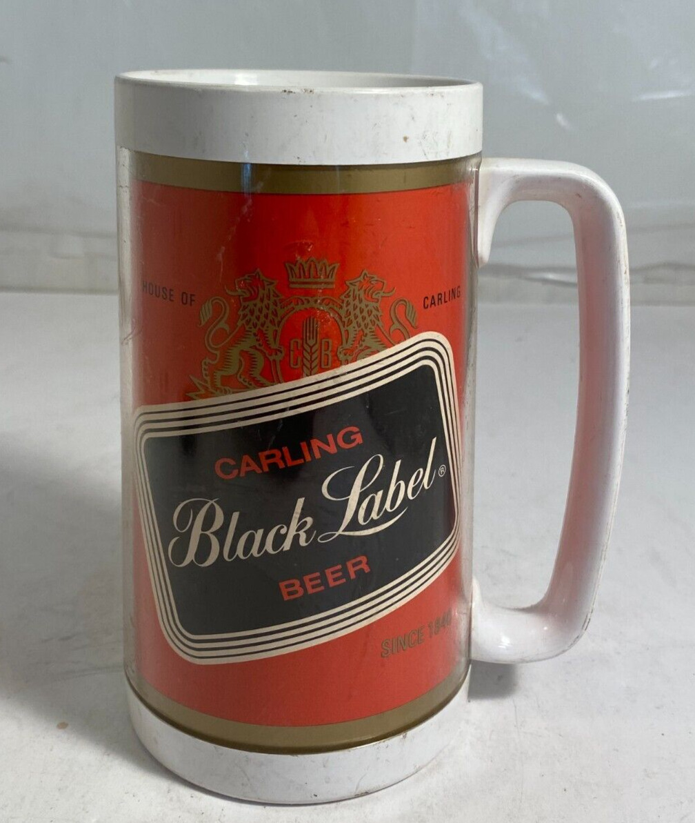 Vintage Thermo-Serv 16 Oz Insulated Plastic Beer Mug Carling Black Label Beer