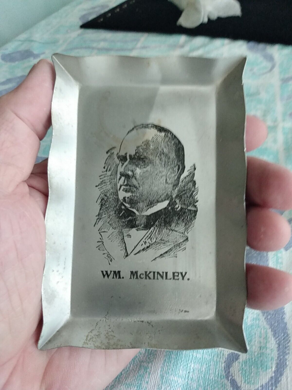 Rare 1901  aluminum tray President Mckinley Memorial of Assassination #2