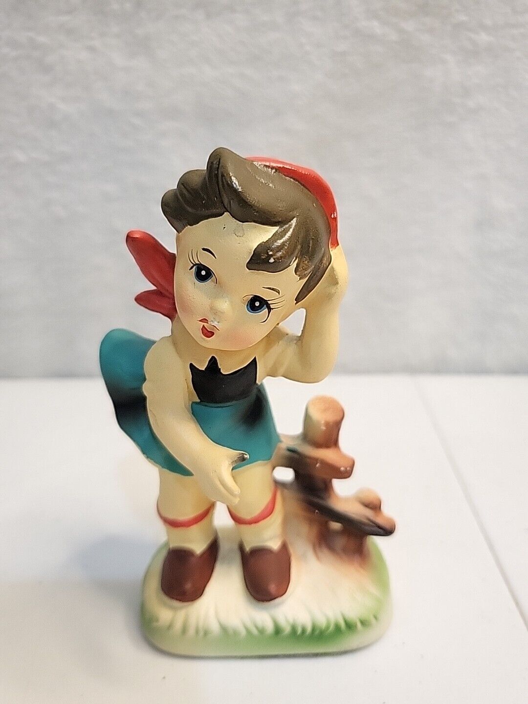 Vintage Hand painted Japan Figure Windy Day