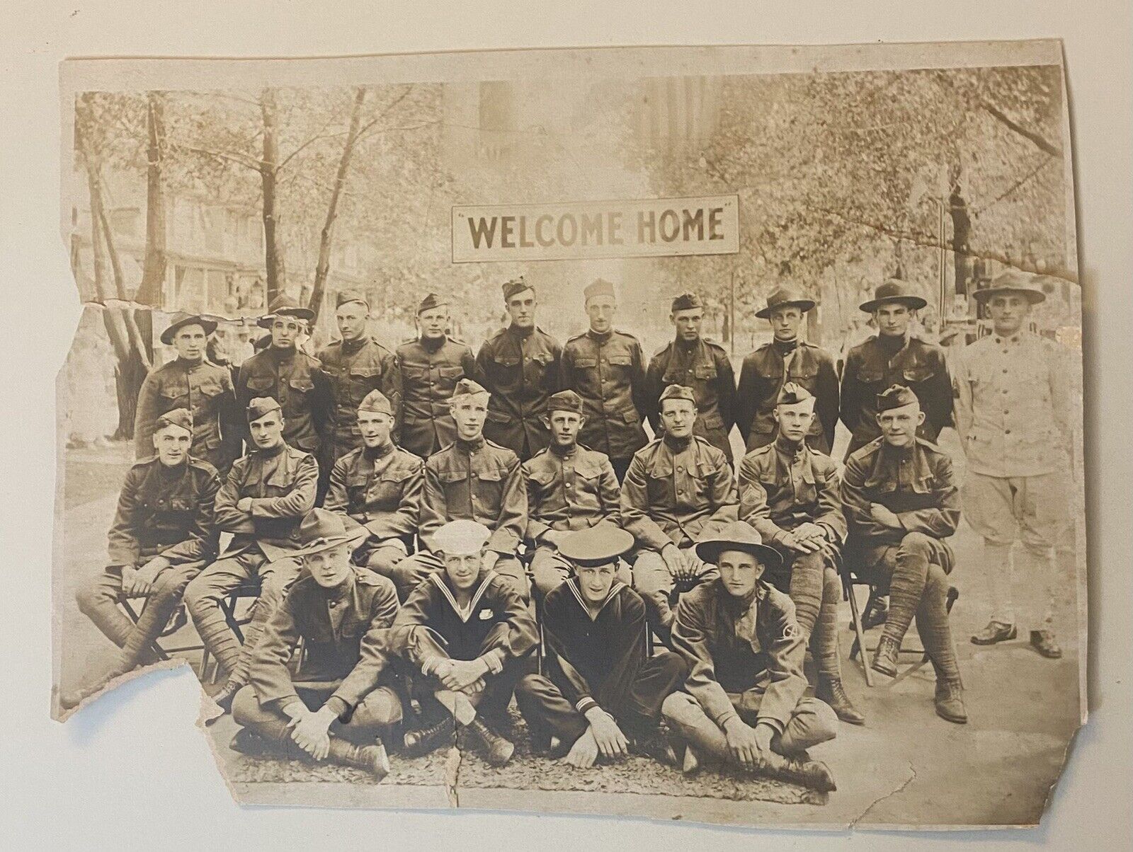 WWI American - Soldiers Welcome Home Vintage Original Military Photo 1917