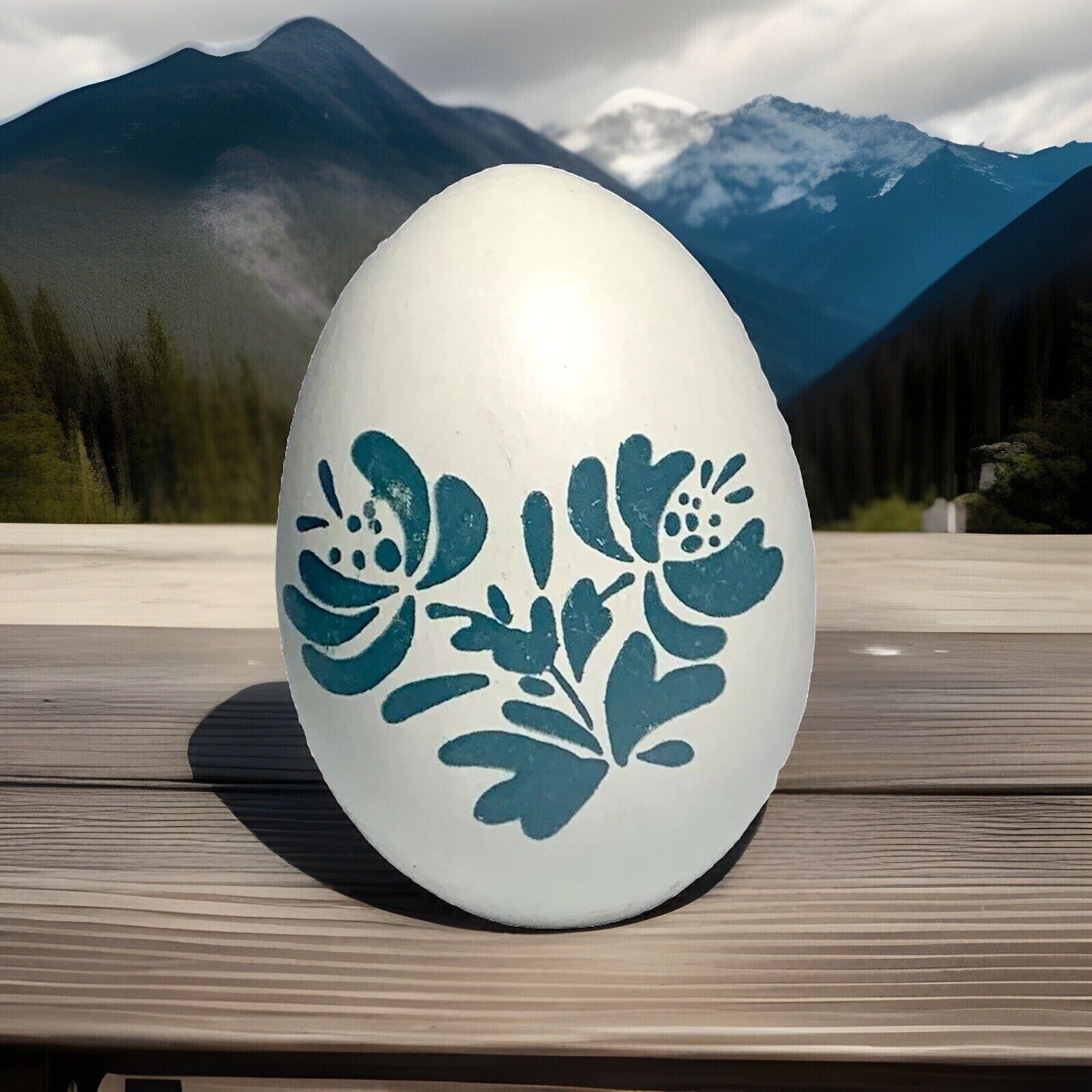 Rare Vintage Pfaltzgraff Wooden Floral Decorative Eastern Egg