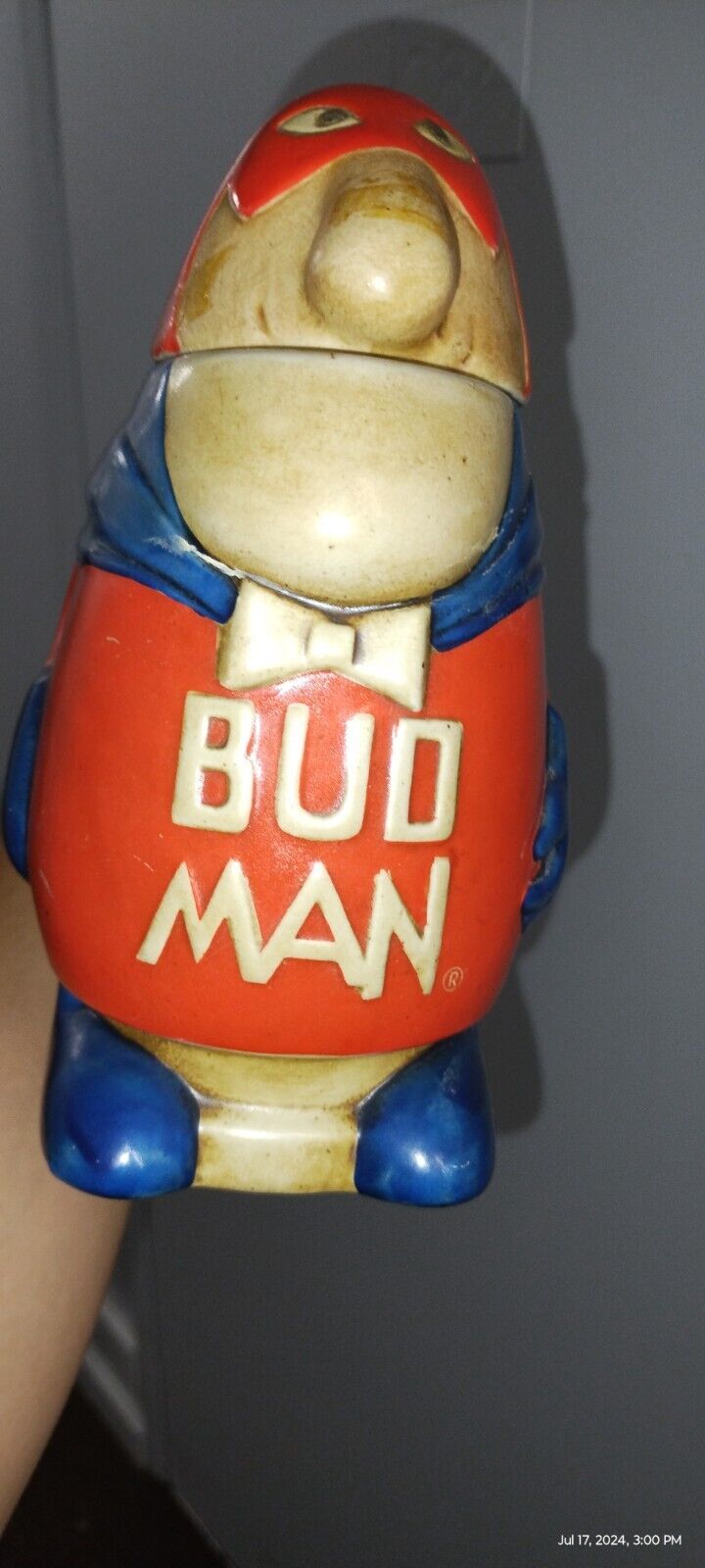 Rare 1975 CS1 Budweiser Stein Bud Man Solid Head, Knot Bow Tie