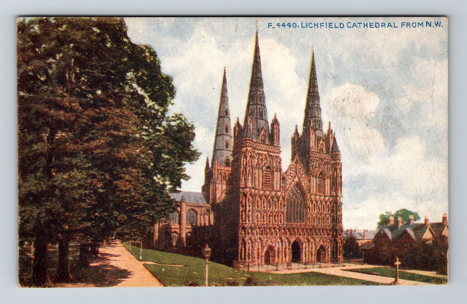 Lichfield-England, Lichfield Cathedral, Vintage Postcard