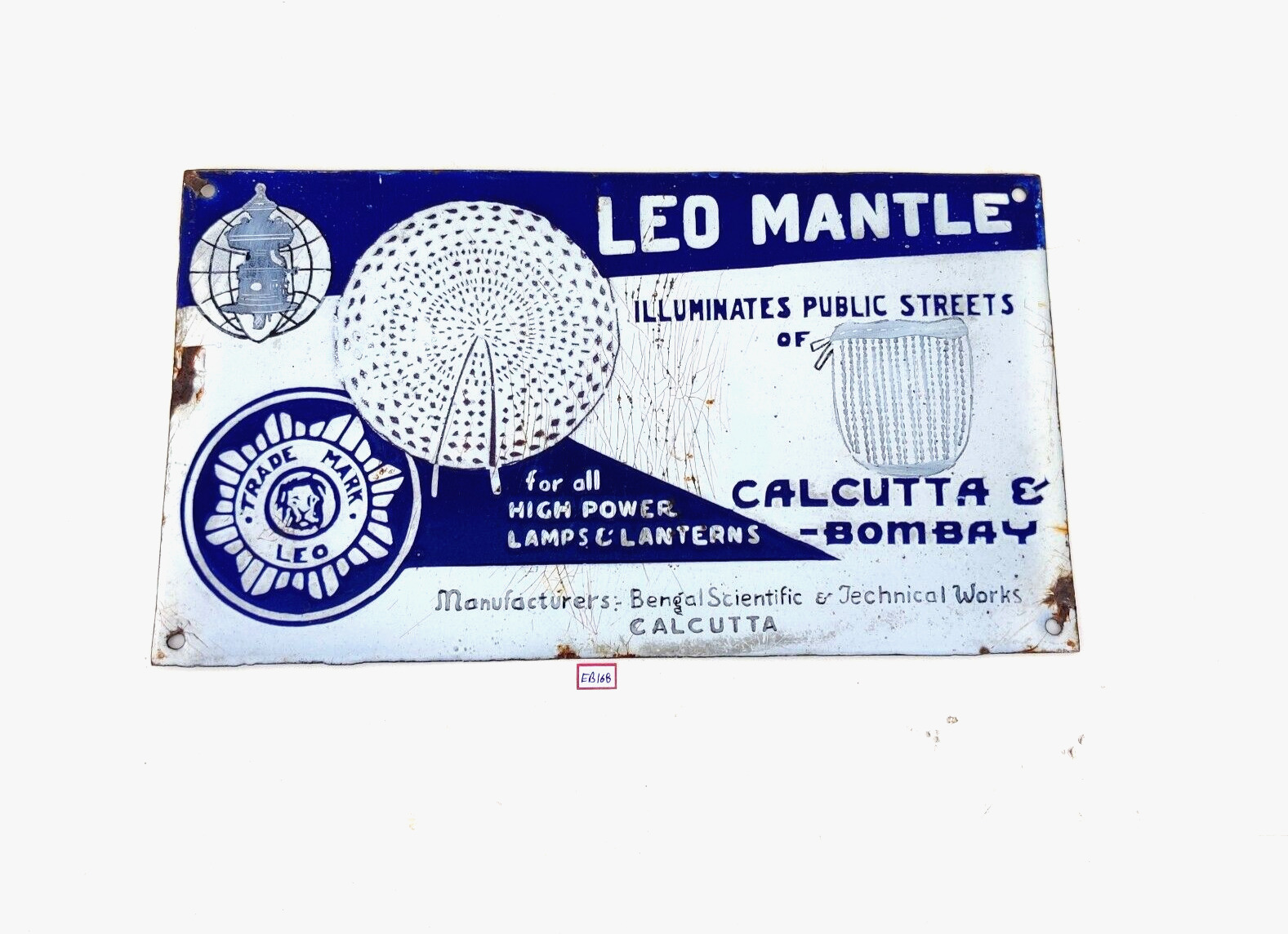 1940s Vintage Leo Mantle Lamps Lantern Advertising Enamel Sign Board Rare EB168
