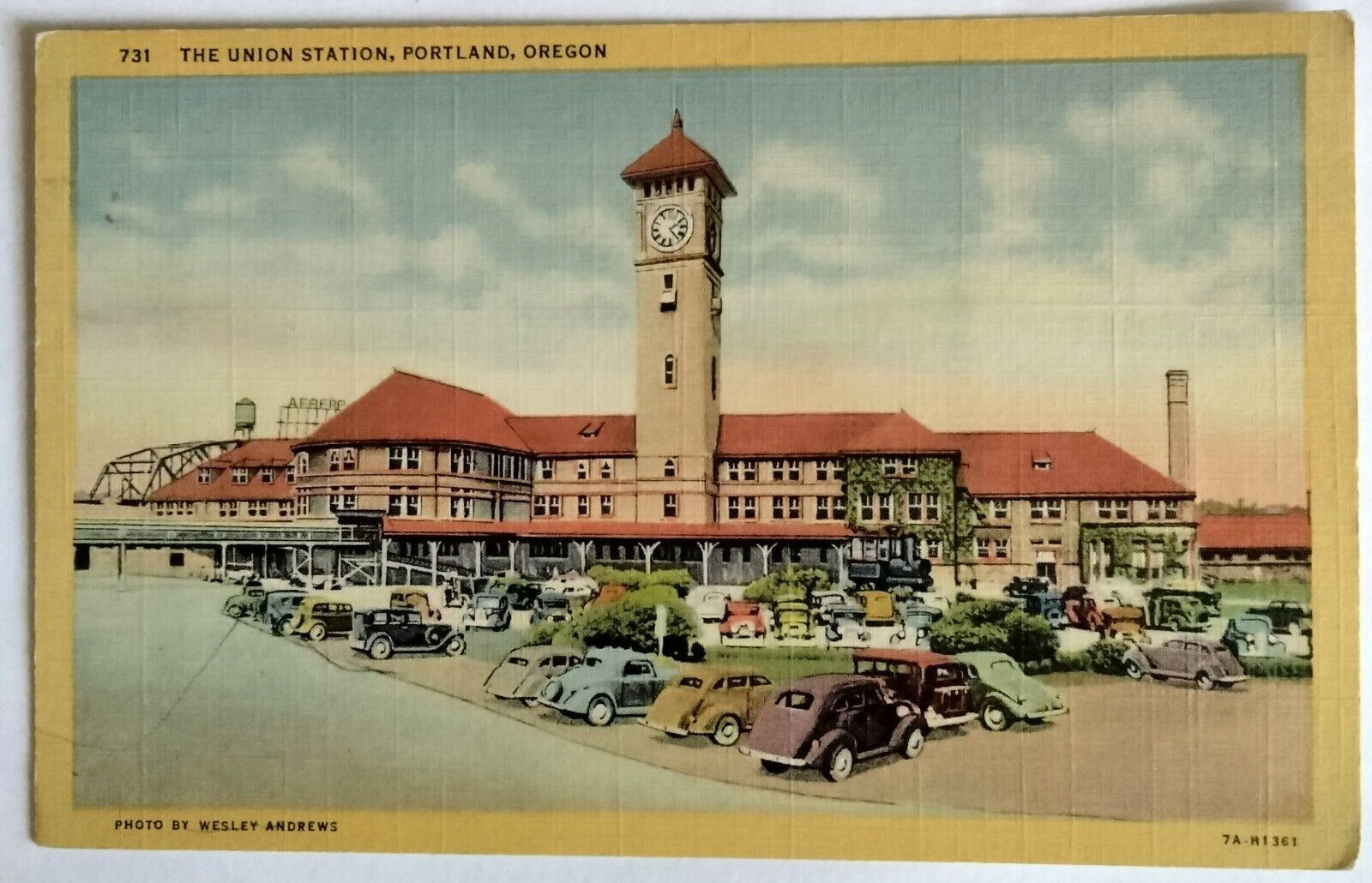 Postcard Union Railroad Station Portland Oregon Historic Photo Wesley Andrews