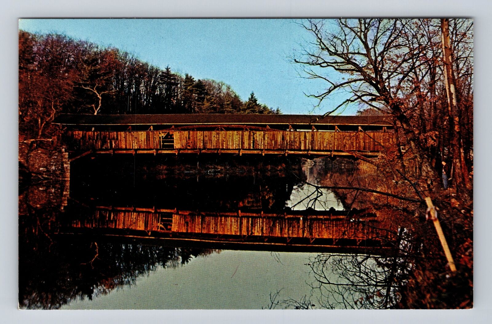 Rifton NY-New York, Perrines Covered Bridge, Scenic View Vintage Postcard