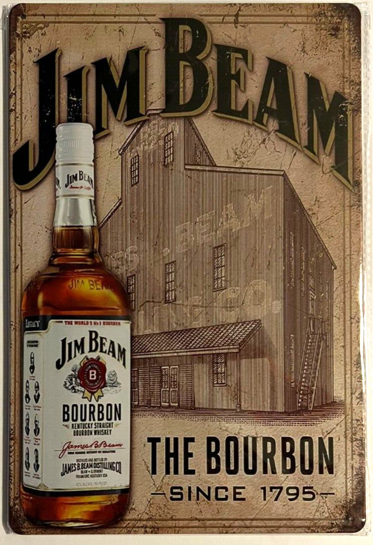 Jim Beam The Bourbon Since 1795 Novelty Metal Sign 12