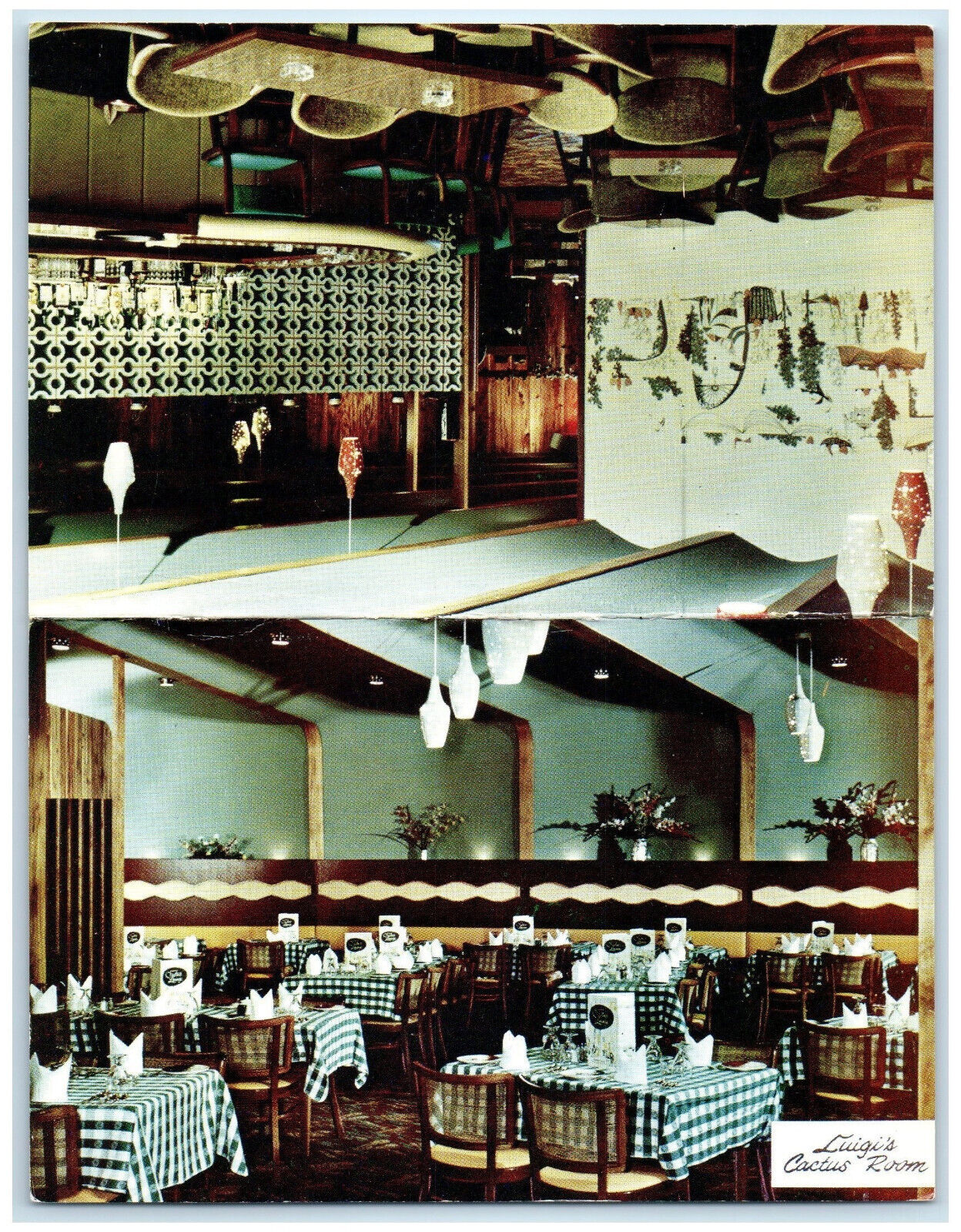 c1950's Luigi's Cactus Yucca Dining Banquet Room Canada Fold Out Postcard