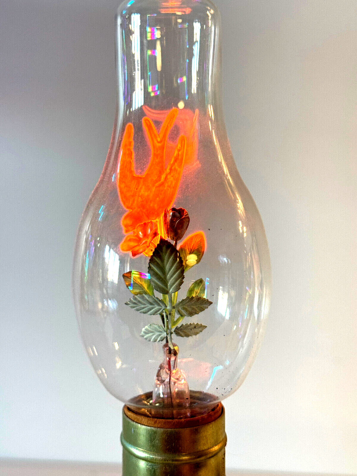 vtg Aerolux Neon Light Bulb lighted figural #1 sparrow bird flower swallow glass