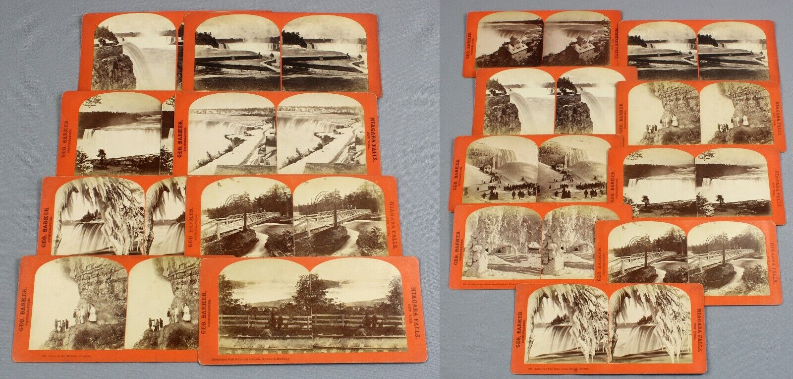c1870s collection 20 x stereoviews of NIAGARA Falls george barker albumen photos