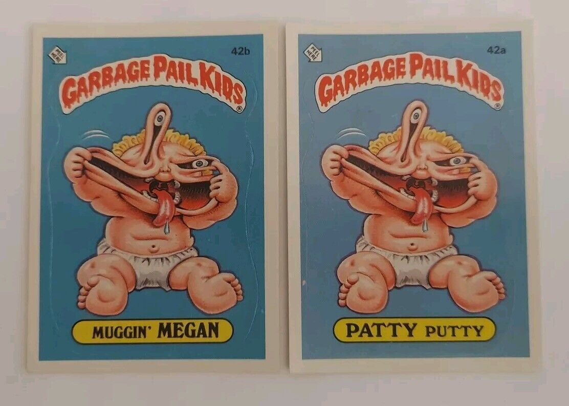 1985 Topps garbage pail kids 42A/42B Patty Putty Muggin Megan NM-MNT 
