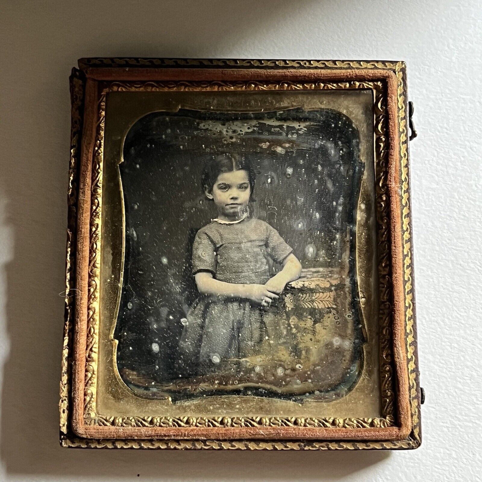 Antique Daguerreotype Photograph Adorable Little Girl Sweet & Ghostly In Case